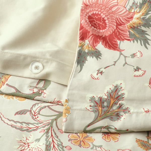 NÄSSELKLOCKA duvet cover and pillowcase, light grey-beige/multicolour, 150x200/50x80 cm