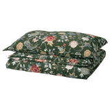 NÄSSELKLOCKA duvet cover and pillowcase, dark grey-green/multicolour, 150x200/50x80 cm