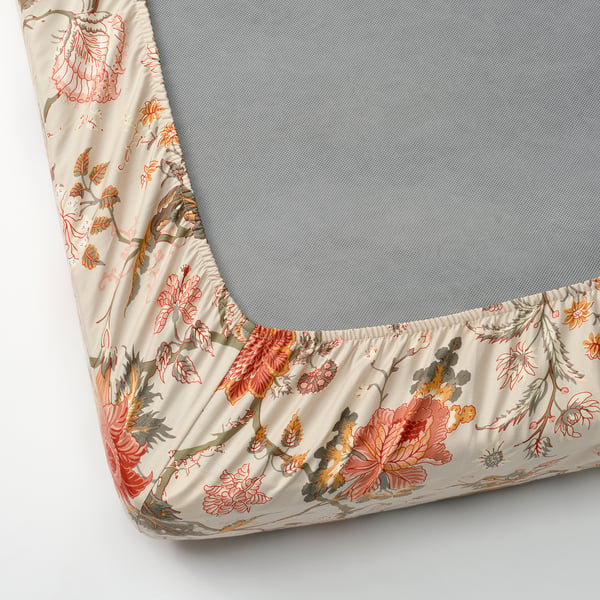 NÄSSELKLOCKA fitted sheet, light grey-beige, 80x200 cm