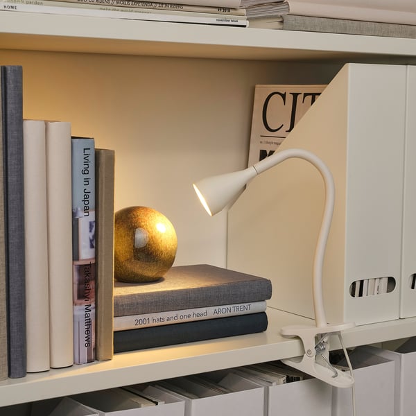 NÄVLINGE LED clamp spotlight, white, 34 cm