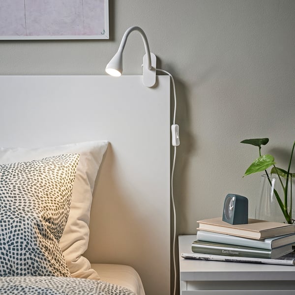 NÄVLINGE LED clamp spotlight, white, 34 cm