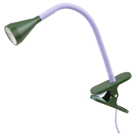 Ikea NÄVLINGE - LED spotlight with clamp, lilac/dark green