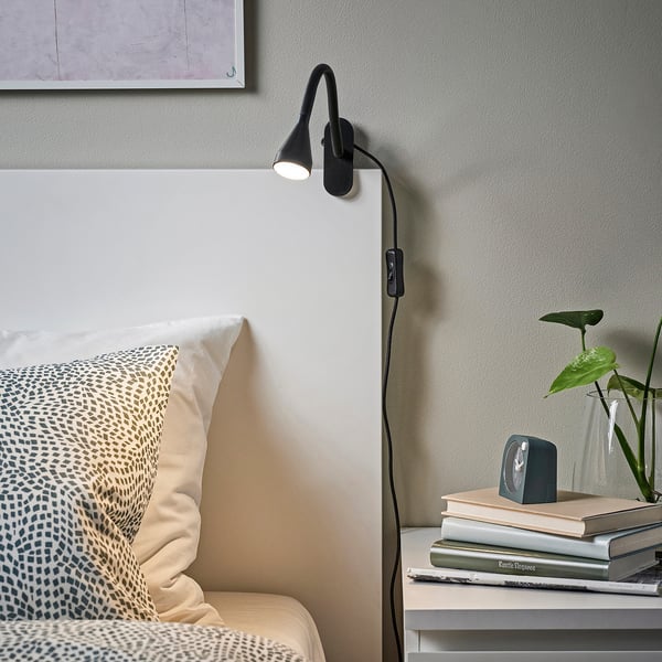 NÄVLINGE LED clamp spotlight, black, 34 cm