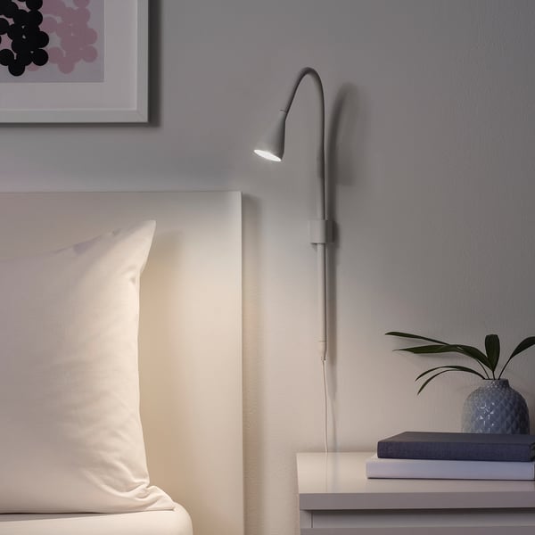 NÄVLINGE LED wall/clamp spotlight, white, 63 cm