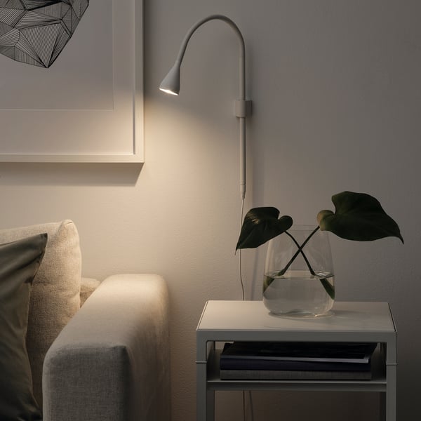 NÄVLINGE LED wall/clamp spotlight, white, 63 cm
