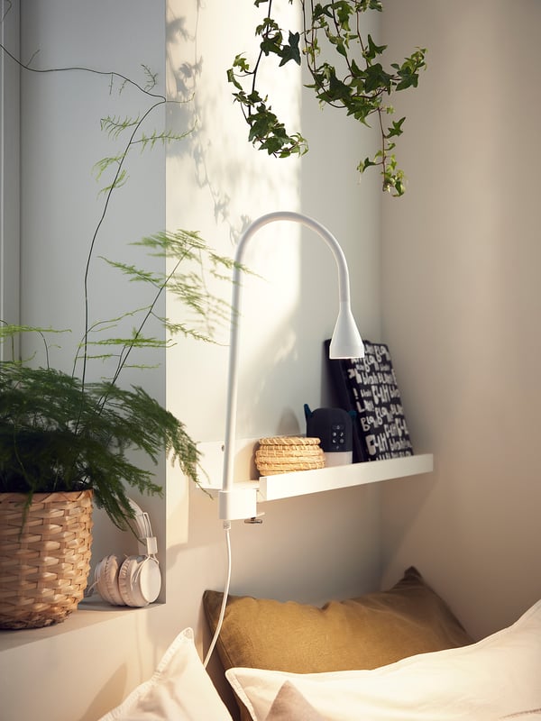 NÄVLINGE LED wall/clamp spotlight, white, 63 cm