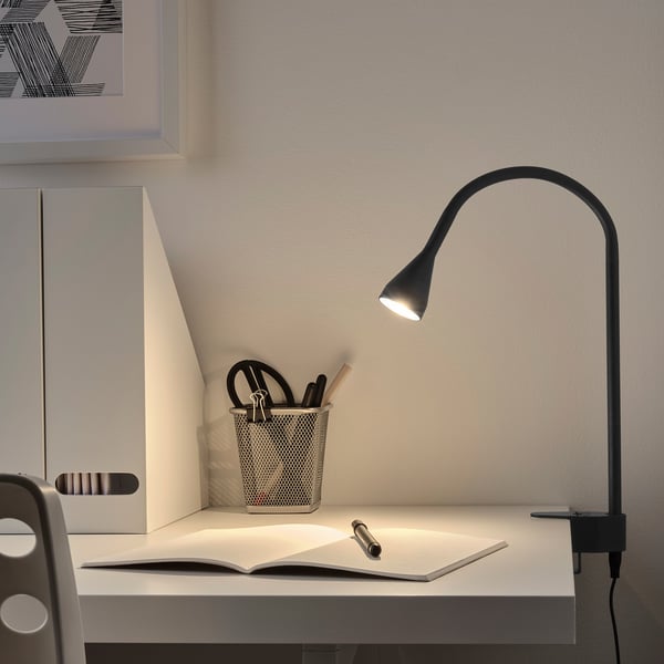 NÄVLINGE LED wall/clamp spotlight, black, 63 cm