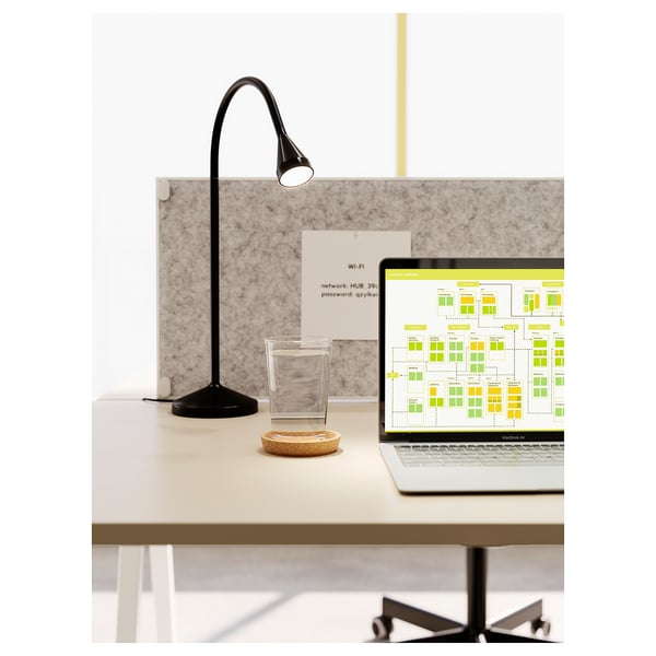 NÄVLINGE LED work lamp, black, 66 cm