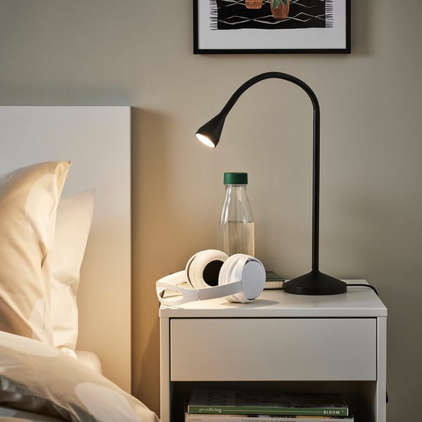 NÄVLINGE LED work lamp, black, 66 cm