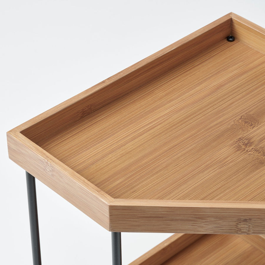 NÅLBLECKA corner shelf, metal/bamboo for kitchen countertop, 28x28x28 cm