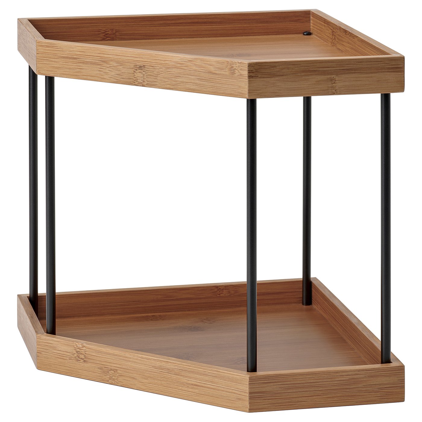 NÅLBLECKA corner shelf, metal/bamboo for kitchen countertop, 28x28x28 cm