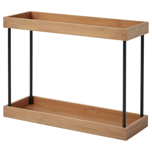 NÅLBLECKA kitchen countertop organiser, metal/bamboo, 38x13x28 cm