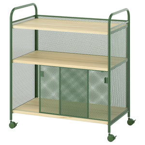 NÅLMAKARE cabinet on castors, dark green/metal, 79x44x88 cm
