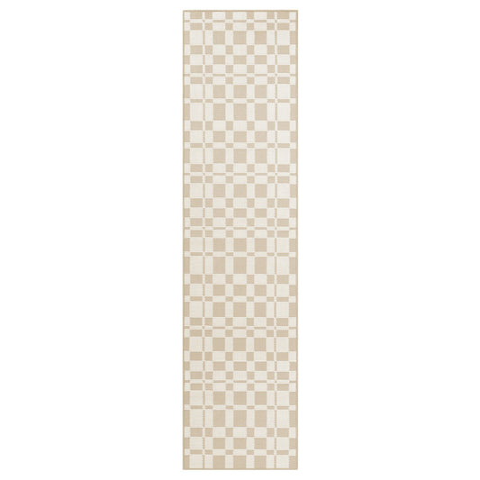 NATTÅG kitchen mat, beige/check, 180x45 cm
