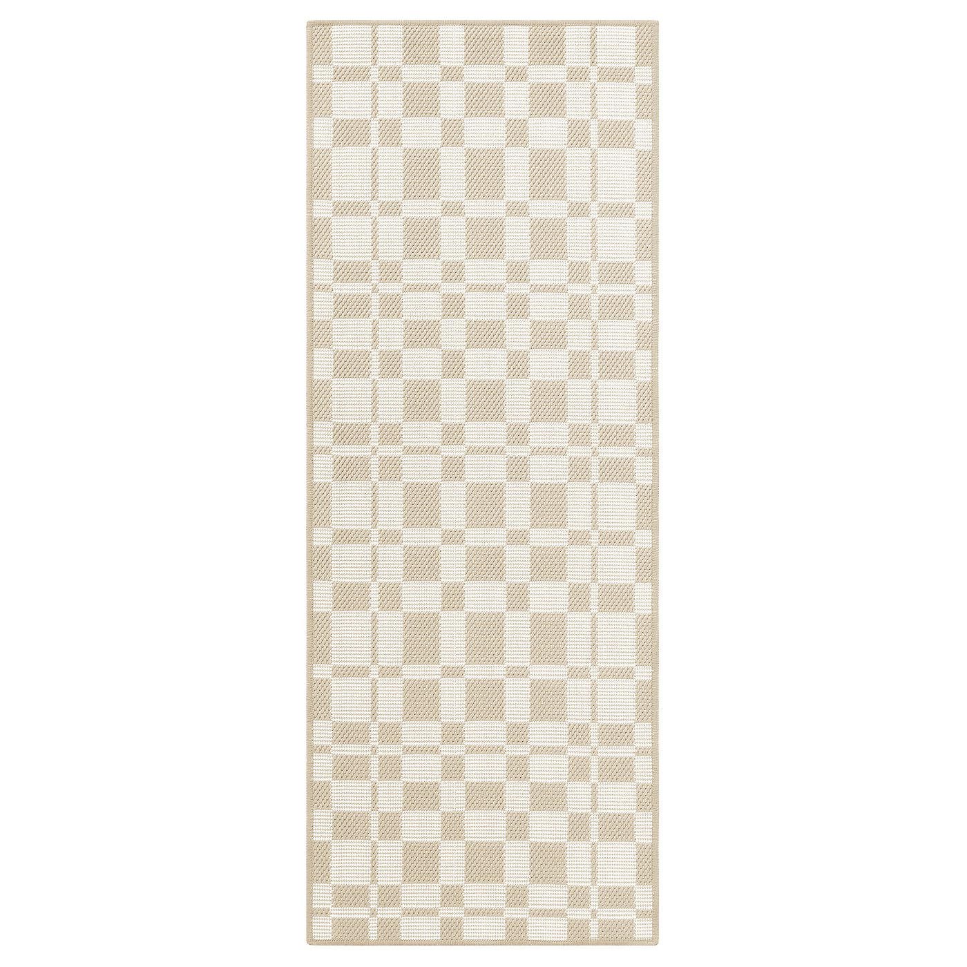 NATTÅG kitchen mat, beige/check, 120x45 cm