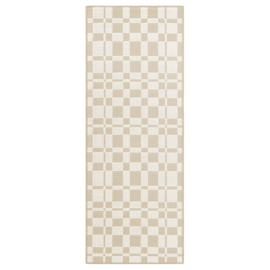 NATTÅG kitchen mat, beige/check, 120x45 cm