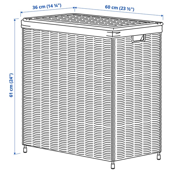 NATTGIBBA - Laundry basket, willow/handmade, 100 l