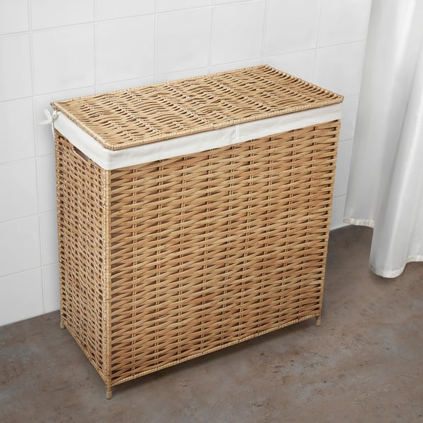 NATTGIBBA laundry basket, willow/handmade, 100 l