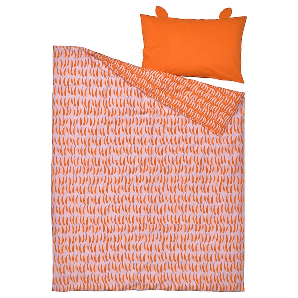 NATTHÄGER duvet cover and pillowcase, orange/tiger, 150x200/50x80 cm