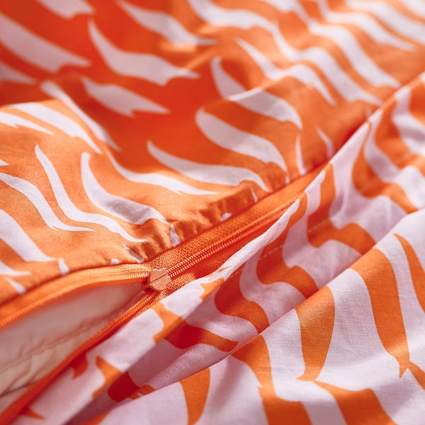 NATTHÄGER duvet cover and pillowcase, orange/tiger, 150x200/50x80 cm
