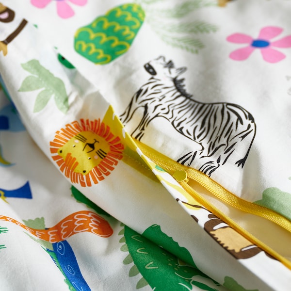 NATTHÄGER - Duvet cover and pillowcase, multicolour/jungle, 150x200/50x80 cm
