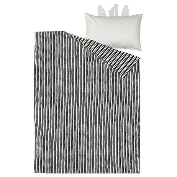 NATTHÄGER - NATTHÄGER Duvet cover and pillowcase, black white/zebra, 150x200/50x80 cm