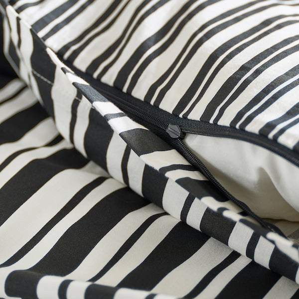 NATTHÄGER - Duvet cover and pillowcase, black white/zebra, 150x200/50x80 cm