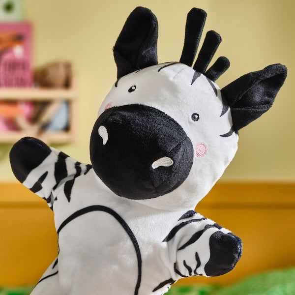 NATTHÄGER 3-piece hand puppet set, crocodile zebra/tiger multicolour