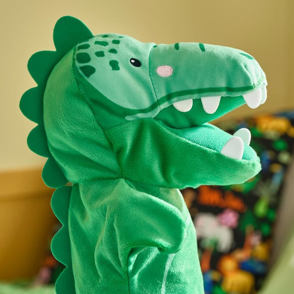 NATTHÄGER 3-piece hand puppet set, crocodile zebra/tiger multicolour