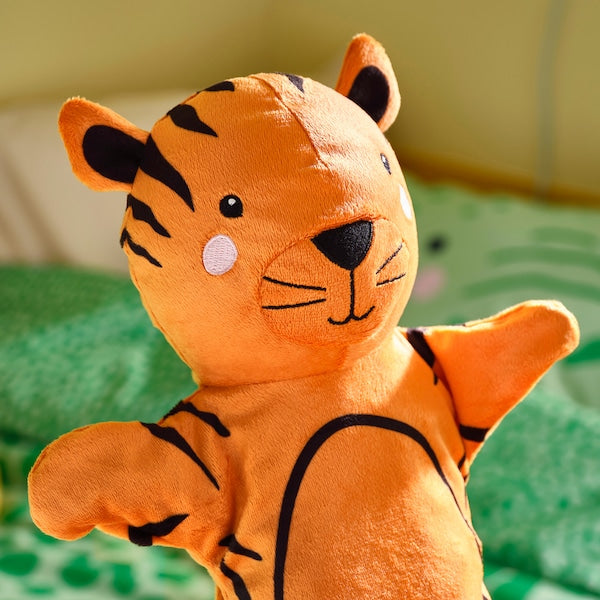 NATTHÄGER 3-piece hand puppet set, crocodile zebra/tiger multicolour
