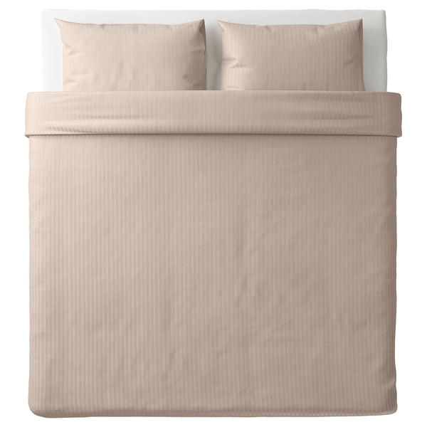 NATTJASMIN - NATTJASMIN Duvet cover and 2 pillowcases, light beige, 240x220/50x80 cm