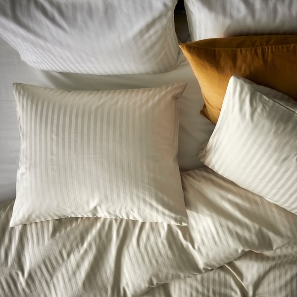NATTJASMIN - NATTJASMIN Duvet cover and 2 pillowcases, light beige, 240x220/50x80 cm