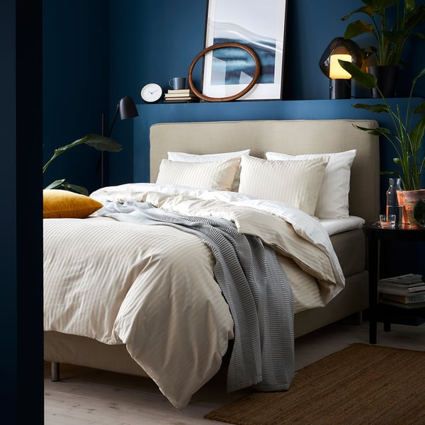 NATTJASMIN - NATTJASMIN Duvet cover and 2 pillowcases, light beige, 240x220/50x80 cm