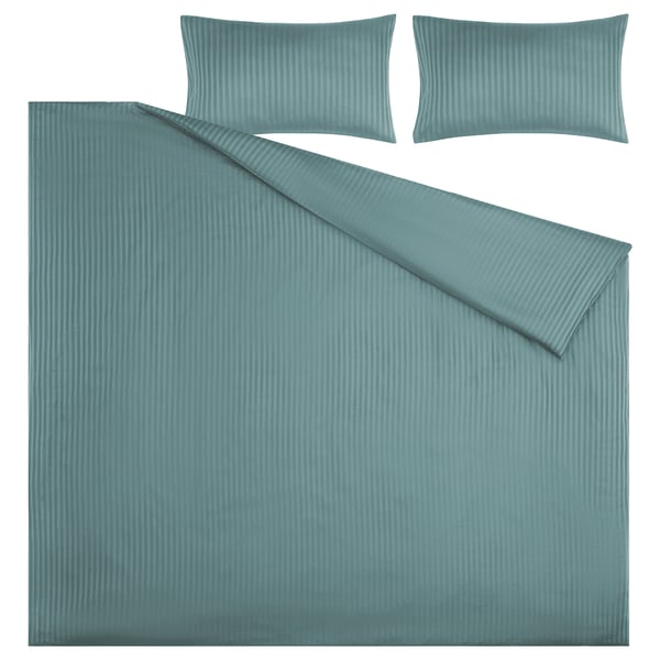 NATTJASMIN duvet cover and 2 pillowcases, blue-green, 240x220/50x80 cm