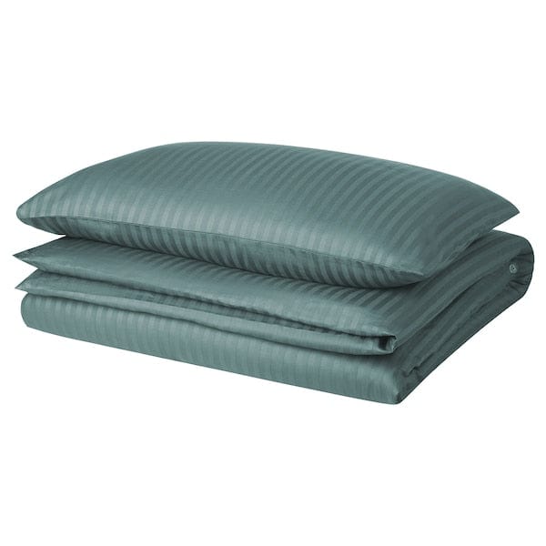 NATTJASMIN - Duvet cover and pillowcase, blue-green, 150x200/50x80 cm