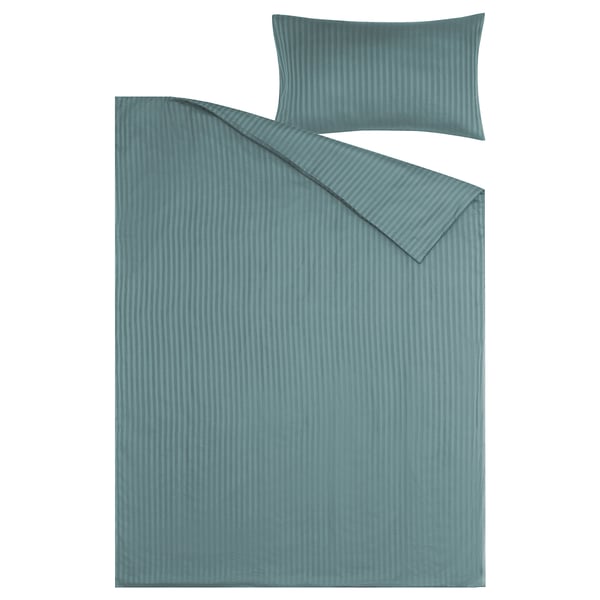 NATTJASMIN duvet cover and pillowcase, blue-green, 150x200/50x80 cm