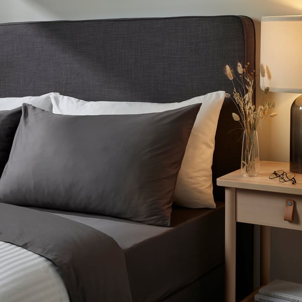 NATTJASMIN pillowcase, dark grey, 50x80 cm
