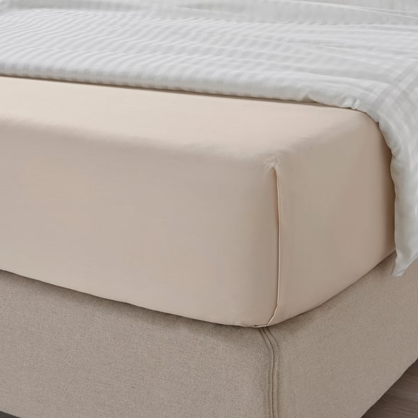 NATTJASMIN flat sheet, light beige, 240x260 cm
