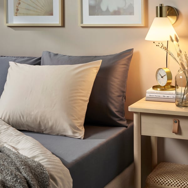 NATTJASMIN fitted sheet, dark grey, 90x200 cm