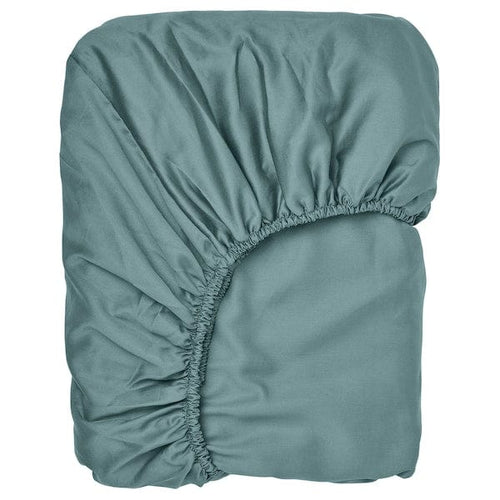 NATTJASMIN - Bed sheet with corners, teal,160x200 cm