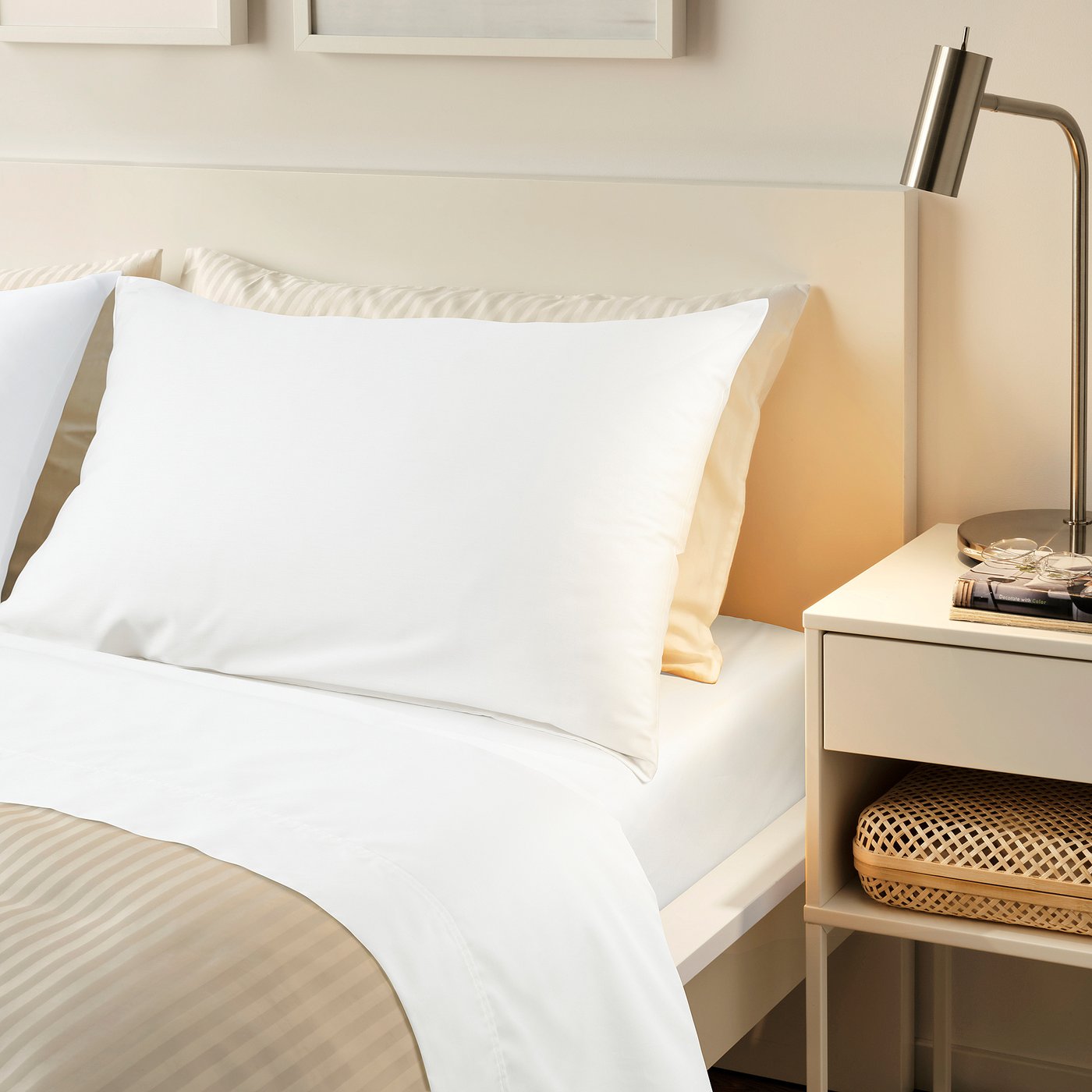 NATTJASMIN flat sheet with top hem, white, 240x260 cm