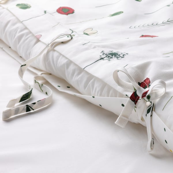 NATTSLÄNDA - NATTSLÄNDA Duvet cover and pillowcase, floral pattern multicolour, 150x200/50x80 cm