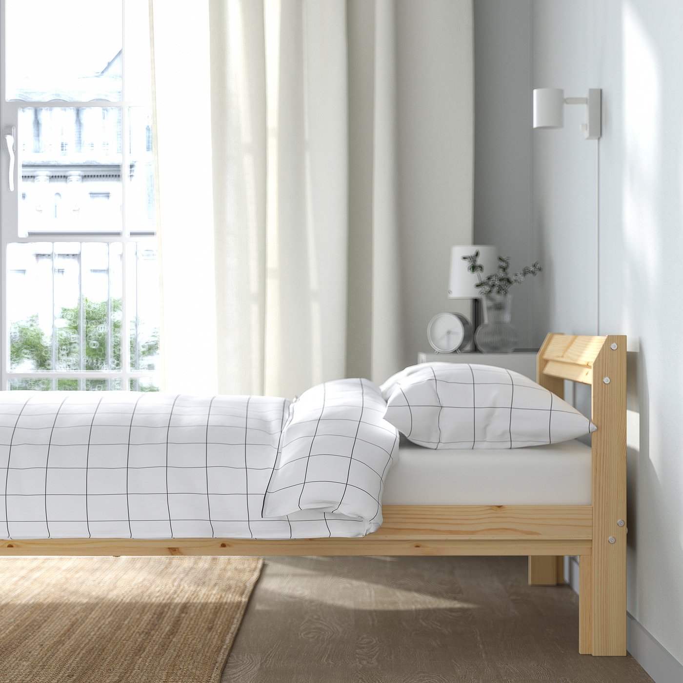 NEIDEN bed frame, pine/Lillhällan, 90x200 cm
