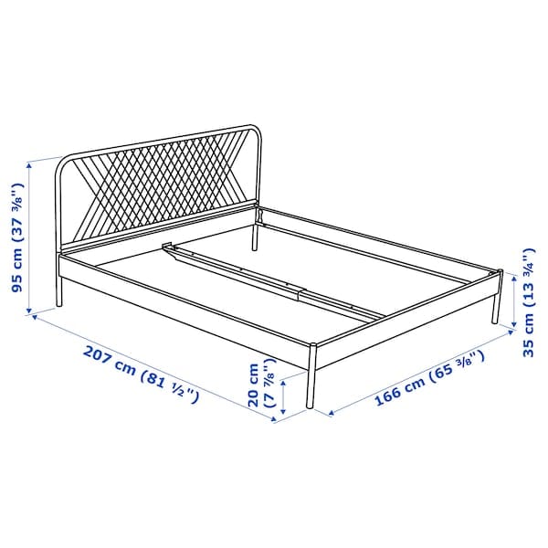 Ikea NESTTUN Bed frame, white/Lindbåden, 160x200 cm