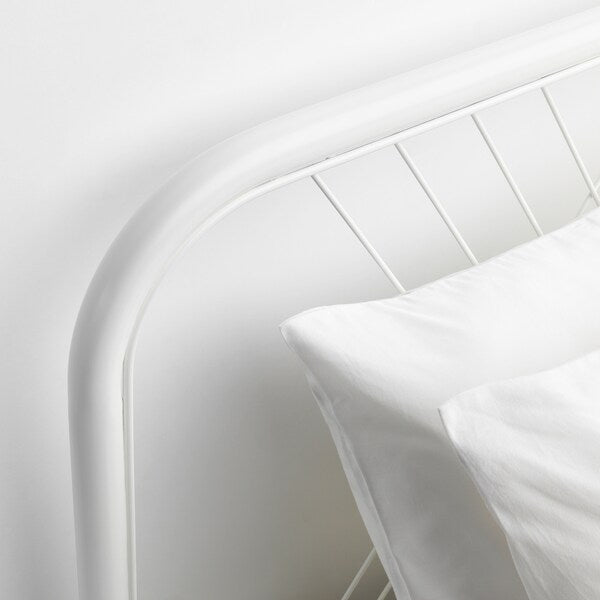 NESTTUN Bed frame, white/Lindbåden, 140x200 cm