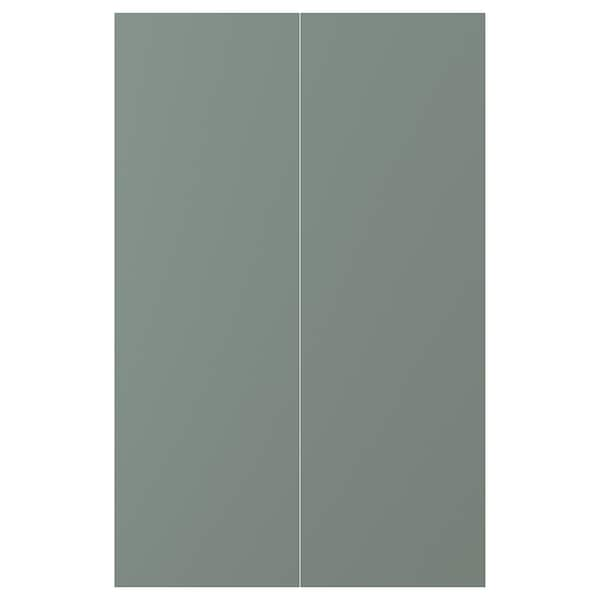 NICKEBO - 2-p door f corner base cabinet set, matt grey-green, 25x80 cm