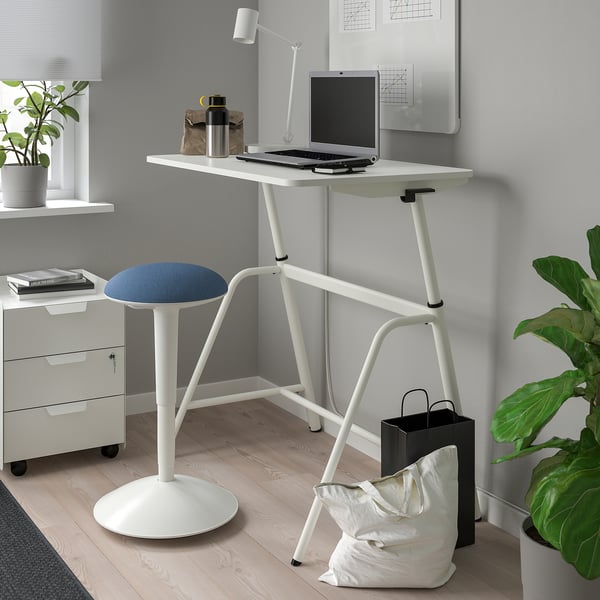 NILSERIK standing support, white/Vissle dark blue, 41 cm