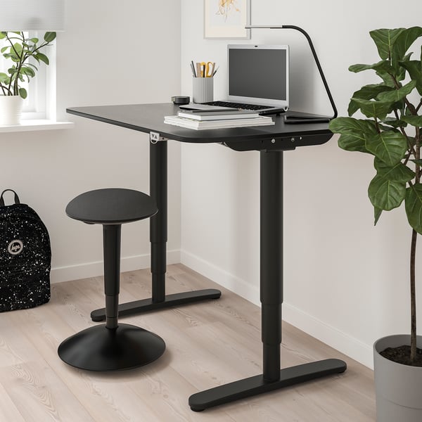 NILSERIK standing support, black/Vissle dark grey, 41 cm