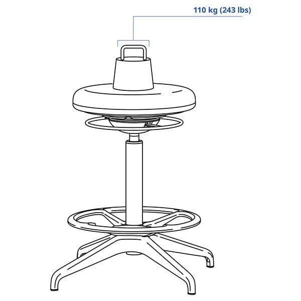 Ikea NILSERIK Stool - black/Dark grey Vissle