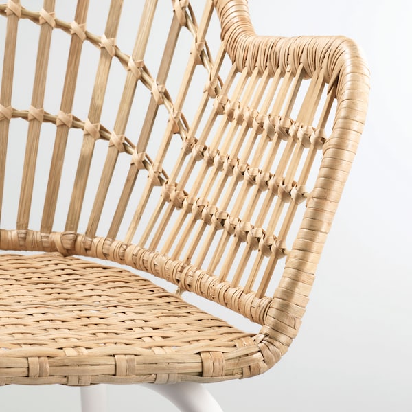 NILSOVE - Chair with armrests, rattan/white